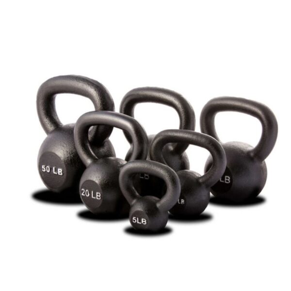 York (5-80 lb) Cast Iron Kettlebells w/ Rack