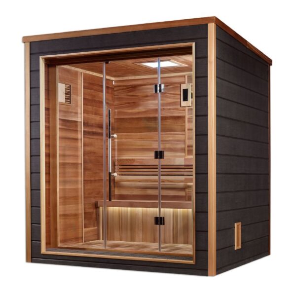 Golden Designs Drammen 3 Person Outdoor-Indoor Traditional Sauna (GDI-8203-01) - Canadian Red Cedar Interior