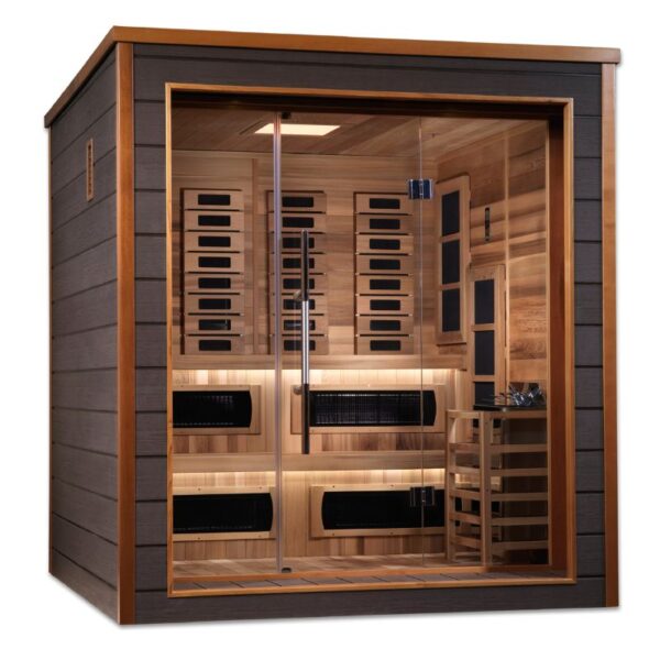 Karlstad 6 Person Outdoor-Indoor PureTech™ Hybrid Full Spectrum Sauna (GDI-8226-01) - Canadian Red Cedar Interior
