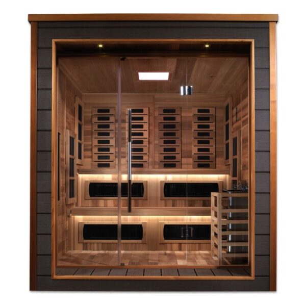 Karlstad 6 Person Outdoor-Indoor PureTech™ Hybrid Full Spectrum Sauna (GDI-8226-01) - Canadian Red Cedar Interior
