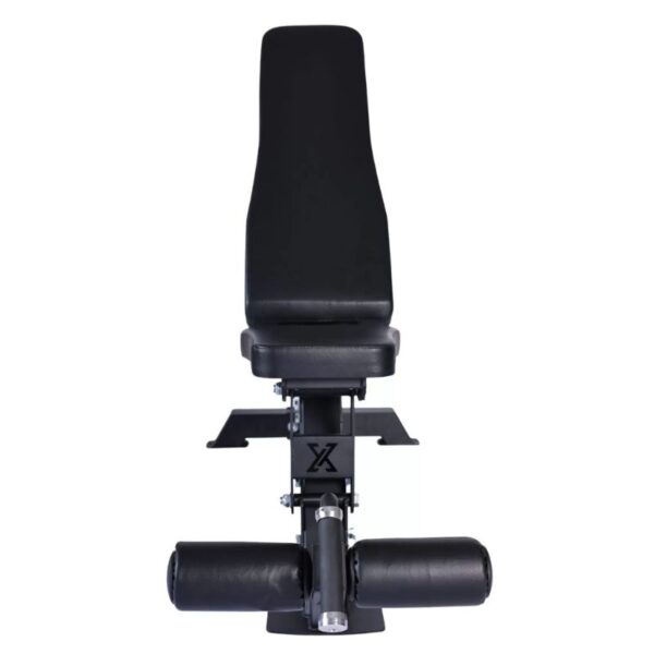 front view of Vortex Commercial Adjustable Flat, Incline, Decline Bench with leg holders