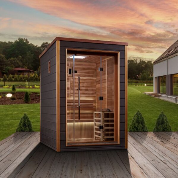 Narvik 2 Person Outdoor-Indoor Traditional Sauna (GDI-8202-01) - Canadian Red Cedar Interior