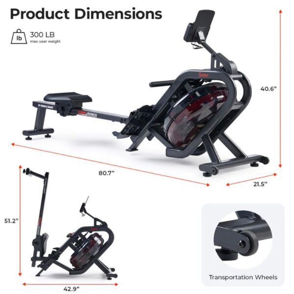 Sunny Phantom Hydro Premium SMART Water Rowing Machine